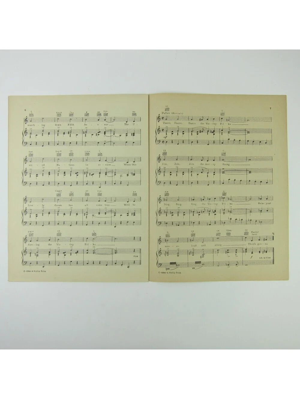 Sheet Music Victory Vict'ry Polka Samuel Cahn Jule Styne Patriotic Vintage 1943